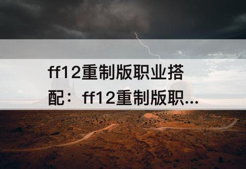 ff12重制版职业搭配：ff12重制版职业搭配 天幻