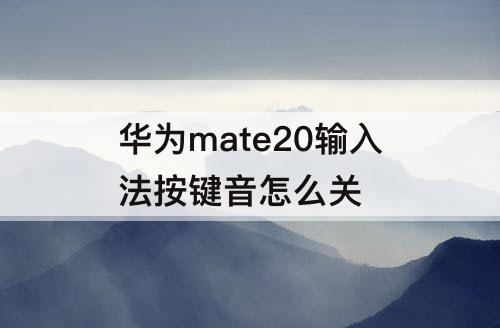 华为mate20输入法按键音怎么关