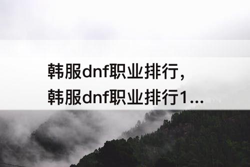 韩服dnf职业排行，韩服dnf职业排行10月