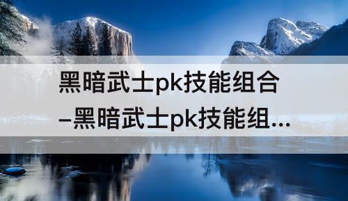 黑暗武士pk技能组合-黑暗武士pk技能组合图