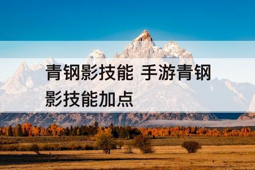 青钢影技能 手游青钢影技能加点