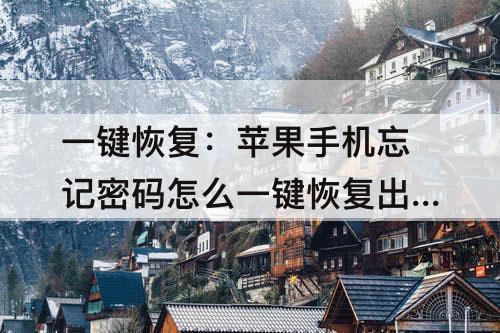 一键恢复：苹果手机忘记密码怎么一键恢复出厂设置