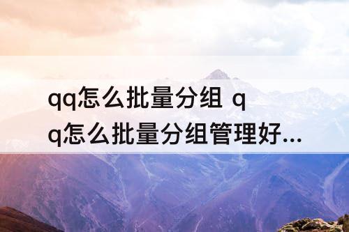qq怎么批量分组 qq怎么批量分组管理好友