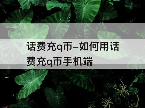 话费充q币-如何用话费充q币手机端