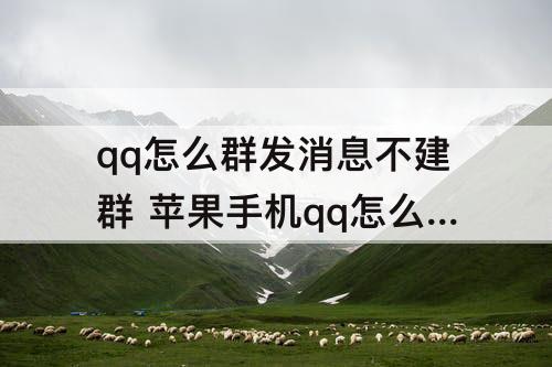 qq怎么群发消息不建群 苹果手机qq怎么群发消息不建群给通讯录好友