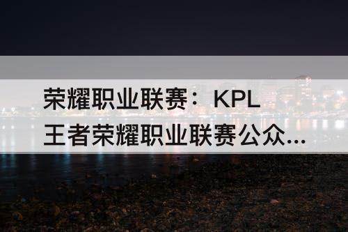 荣耀职业联赛：KPL王者荣耀职业联赛公众号暗号