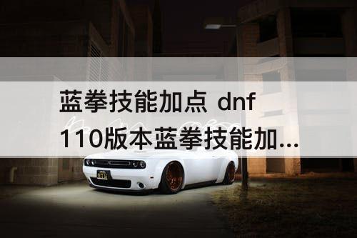 蓝拳技能加点 dnf110版本蓝拳技能加点