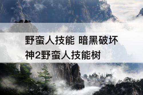 野蛮人技能 暗黑破坏神2野蛮人技能树