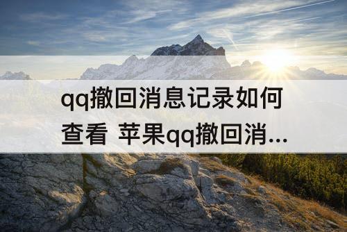 qq撤回消息记录如何查看 苹果qq撤回消息记录如何查看