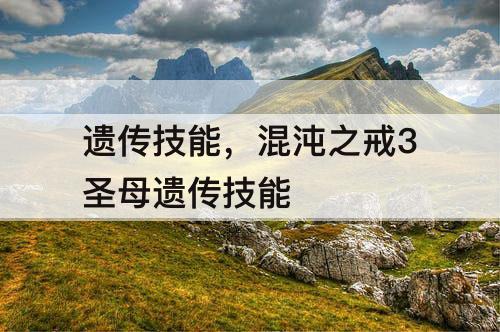 遗传技能，混沌之戒3圣母遗传技能