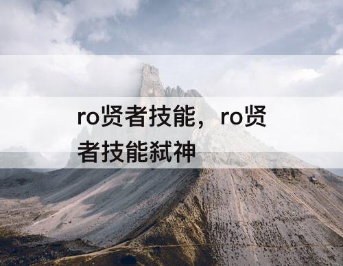ro贤者技能，ro贤者技能弑神