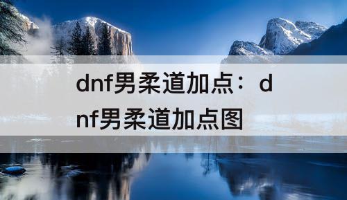dnf男柔道加点：dnf男柔道加点图