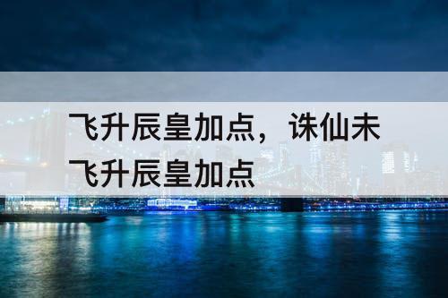 飞升辰皇加点，诛仙未飞升辰皇加点