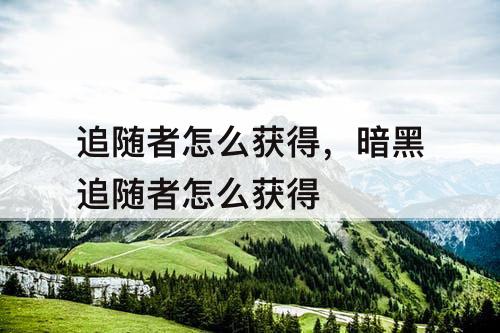 追随者怎么获得，暗黑追随者怎么获得