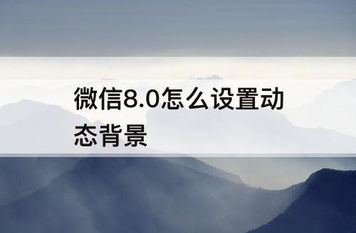 微信8.0怎么设置动态背景