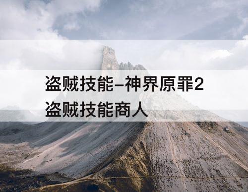 盗贼技能-神界原罪2盗贼技能商人