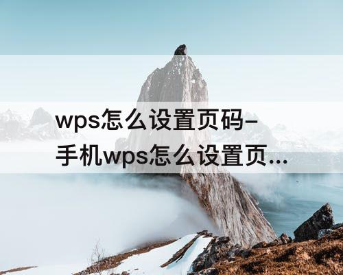 wps怎么设置页码-手机wps怎么设置页码居中
