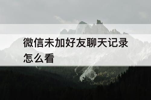 微信未加好友聊天记录怎么看
