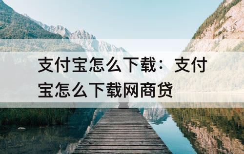 支付宝怎么下载：支付宝怎么下载网商贷