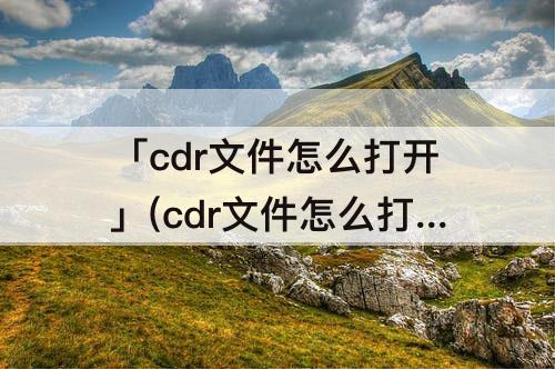 「cdr文件怎么打开」(cdr文件怎么打开预览)