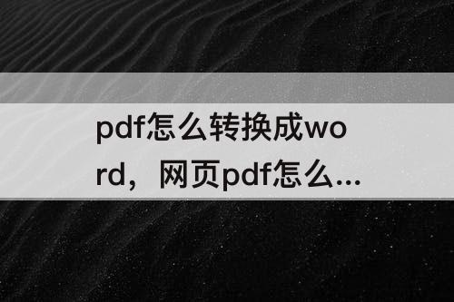 pdf怎么转换成word，网页pdf怎么转换成word文档