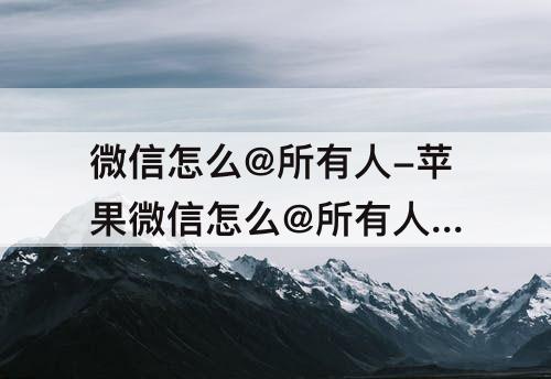 微信怎么@所有人-苹果微信怎么@所有人 不是群主