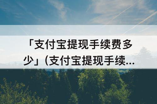 「支付宝提现手续费多少」(支付宝提现手续费多少?)