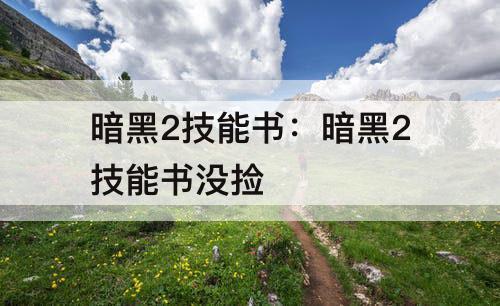 暗黑2技能书：暗黑2技能书没捡