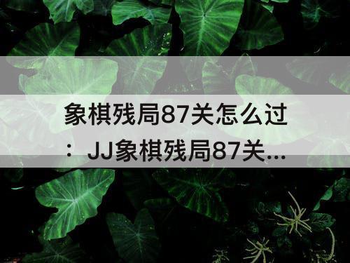象棋残局87关怎么过：JJ象棋残局87关怎么过