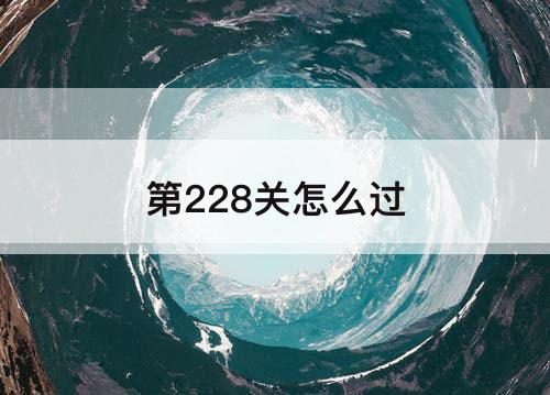 第228关怎么过