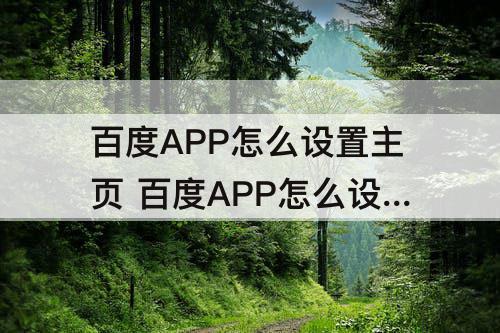 百度APP怎么设置主页 百度APP怎么设置主页为简易版?