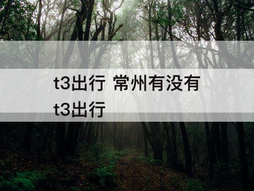 t3出行 常州有没有t3出行