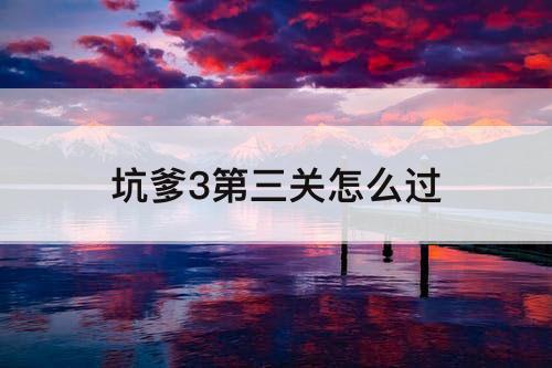 坑爹3第三关怎么过