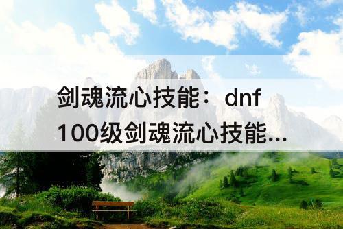 剑魂流心技能：dnf100级剑魂流心技能取舍