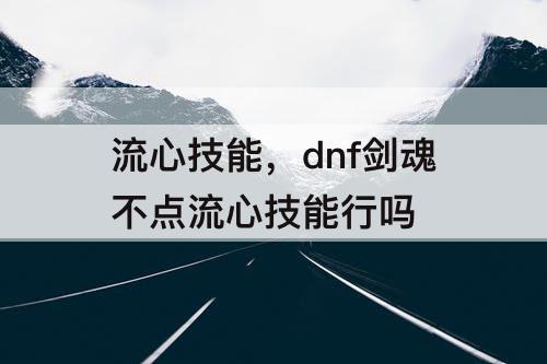 流心技能，dnf剑魂不点流心技能行吗