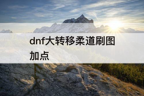 dnf大转移柔道刷图加点