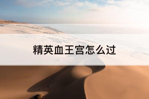 精英血王宫怎么过