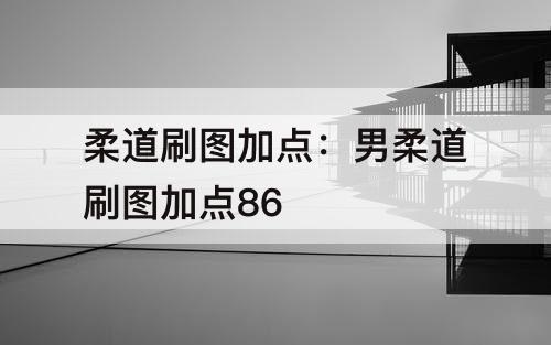 柔道刷图加点：男柔道刷图加点86