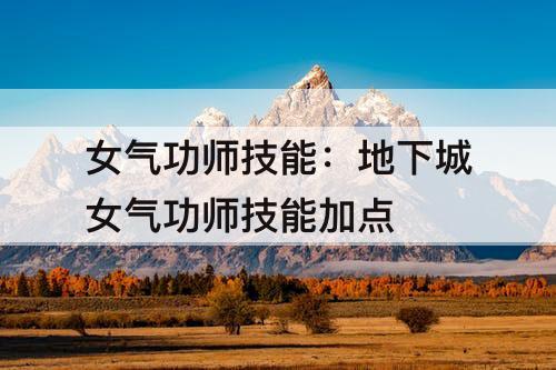 女气功师技能：地下城女气功师技能加点