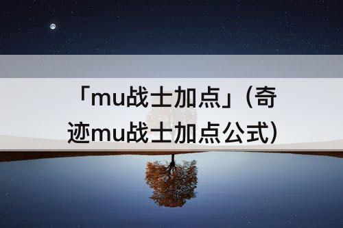 「mu战士加点」(奇迹mu战士加点公式)
