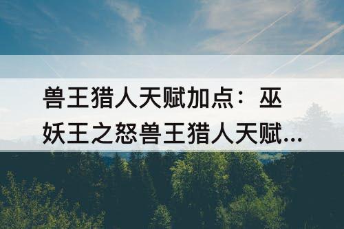兽王猎人天赋加点：巫妖王之怒兽王猎人天赋加点