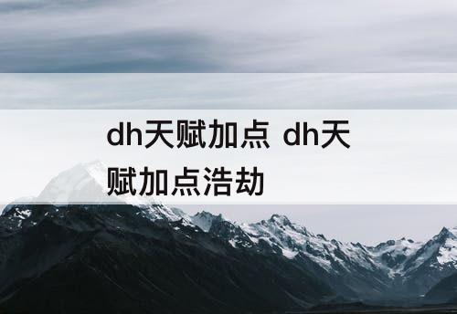 dh天赋加点 dh天赋加点浩劫