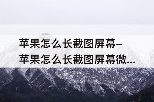 苹果怎么长截图屏幕-苹果怎么长截图屏幕微信