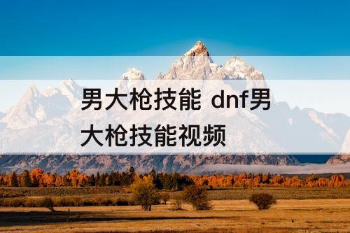 男大枪技能 dnf男大枪技能视频