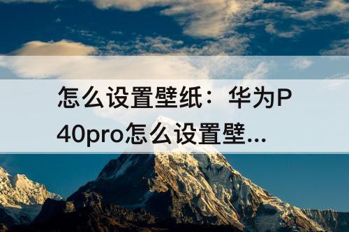怎么设置壁纸：华为P40pro怎么设置壁纸
