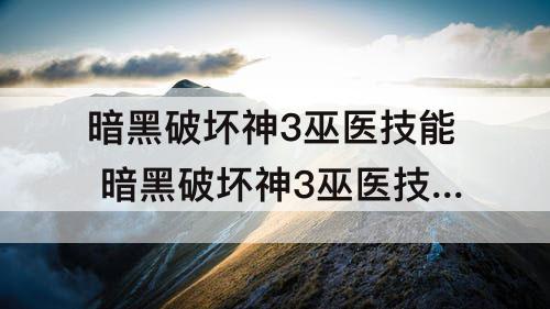 暗黑破坏神3巫医技能 暗黑破坏神3巫医技能搭配图