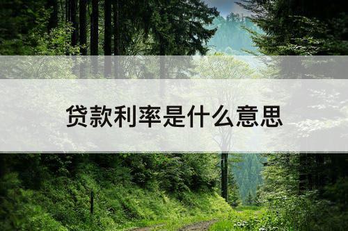 贷款利率是什么意思
