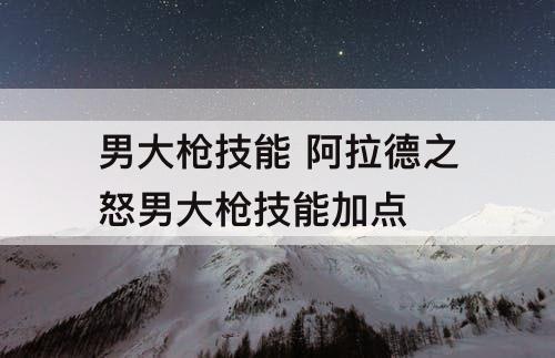男大枪技能 阿拉德之怒男大枪技能加点
