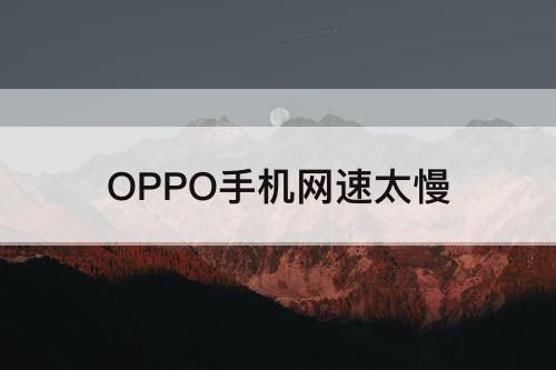 OPPO手机网速太慢