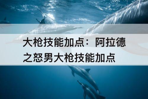 大枪技能加点：阿拉德之怒男大枪技能加点